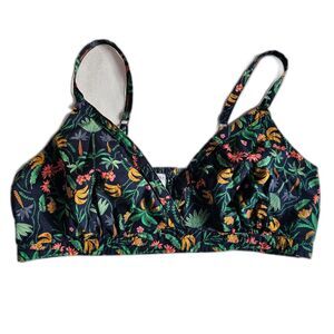 O.N.L.Y Old Navy Floral on Black 100% Cotton Bralette Summer or Swim Top sz XL